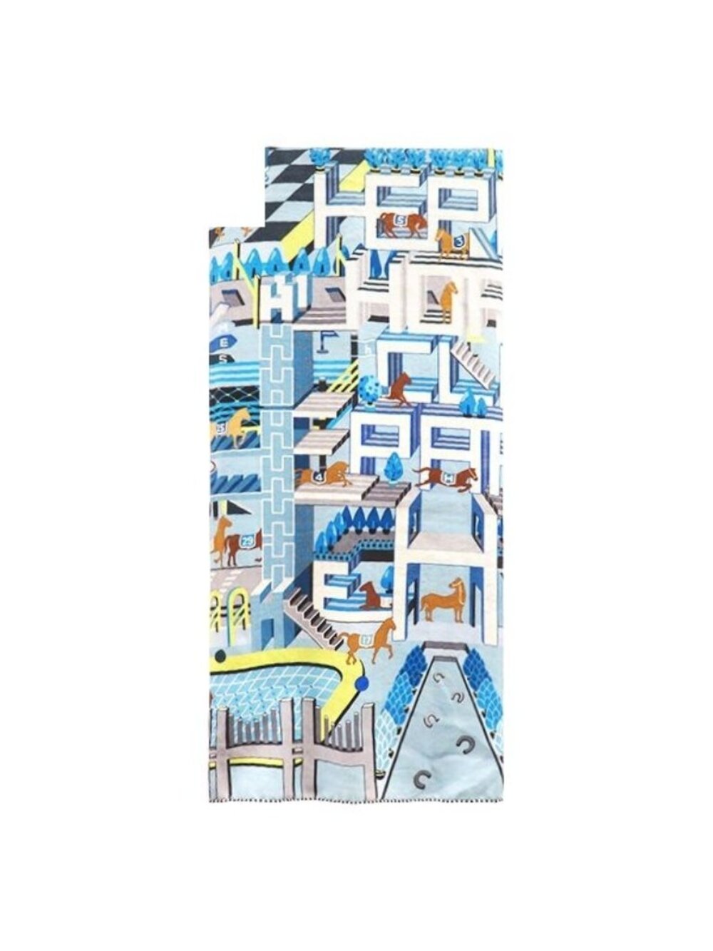 Hermes Shawl Carre 140 Geant Cashmere Silk Marine Blue Ciel Jaune Soufflet